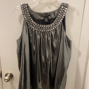 INC metallic silver top